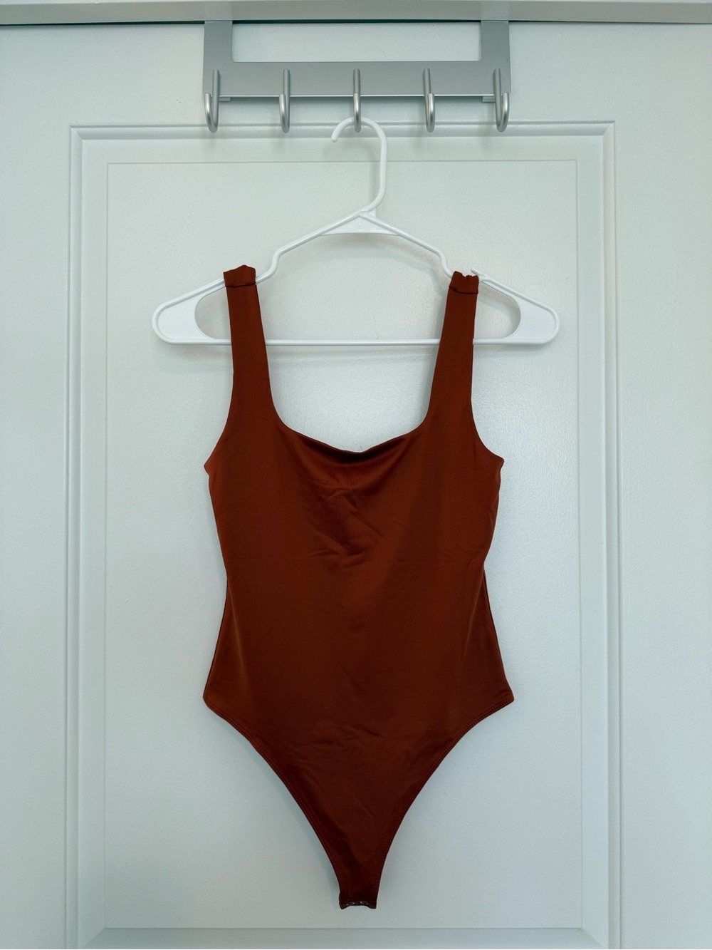 Forever 21 Rust Brown Square Neck One-Piece Bodysuit